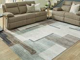 Bay Furniture Gallery - Ashley Furniture - Larkport Rug - Washable 8' x 10' Area Rug / Cream/Brown/Gray - R407411